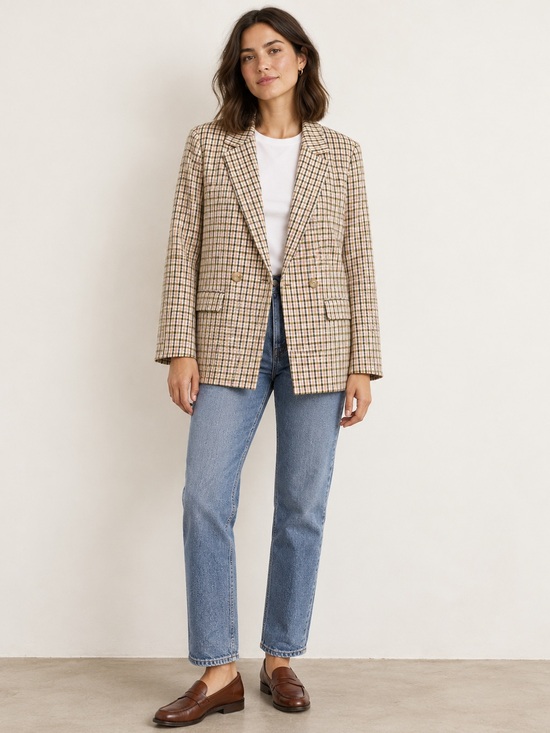 Madewell Jackets & Blazers - Madewell Dorset Blazer S Albemarle Plaid Neutral Preppy Academia Work Taupe Coat